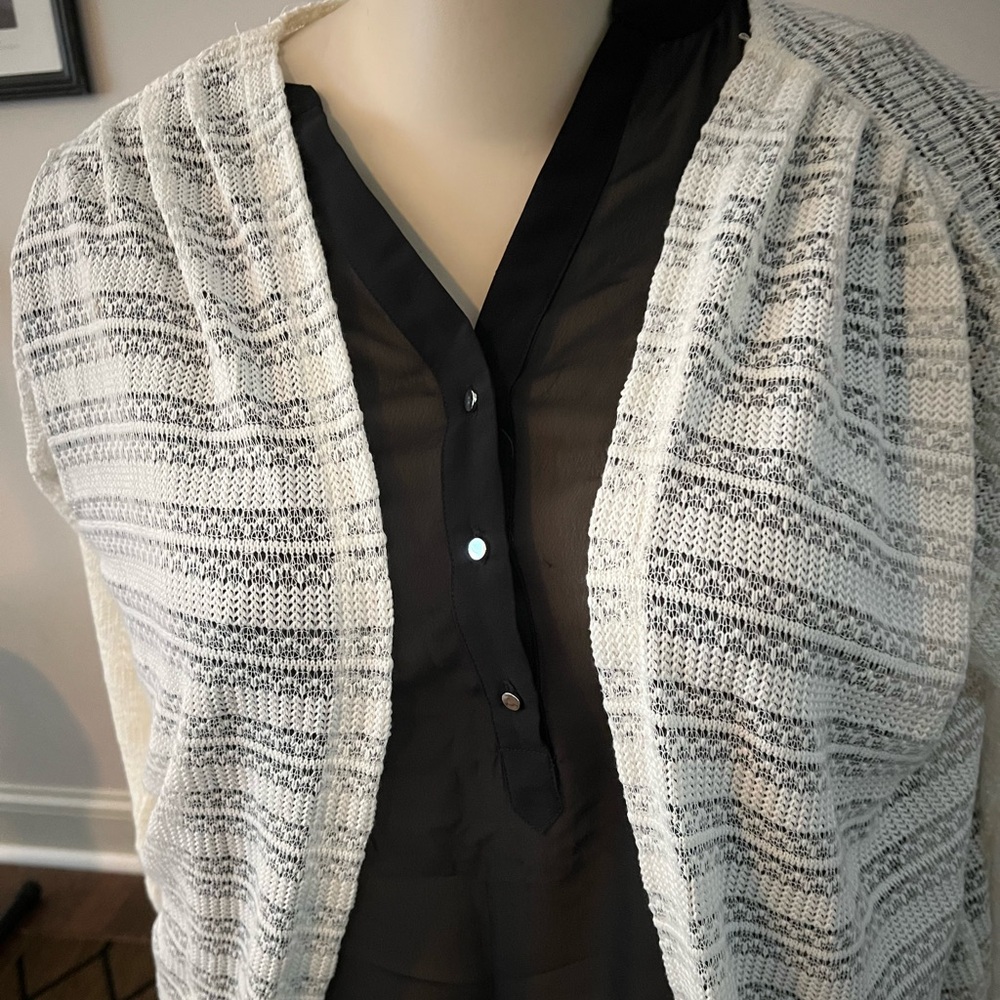 Calf Length Sheer Open Knot Cardigan